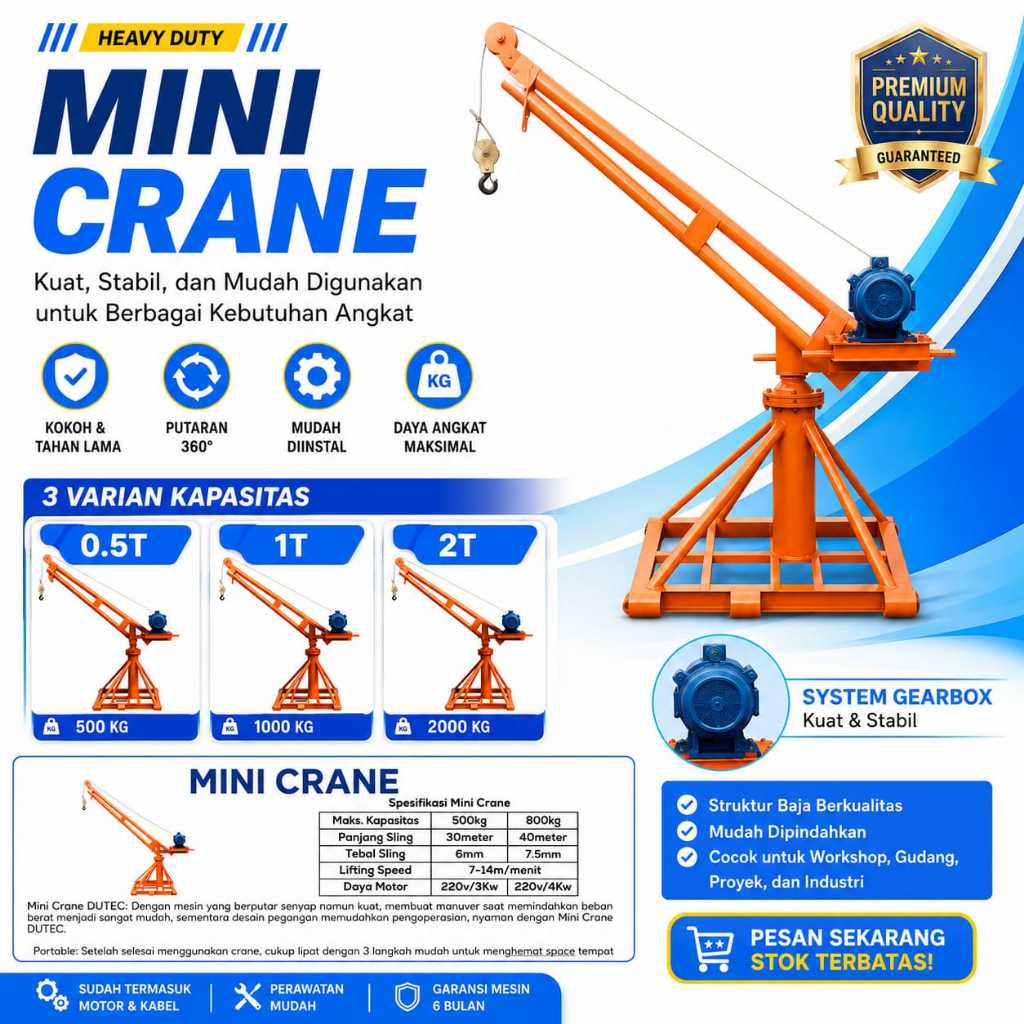 Mini Crane 2 Ton 2000 kg Derek