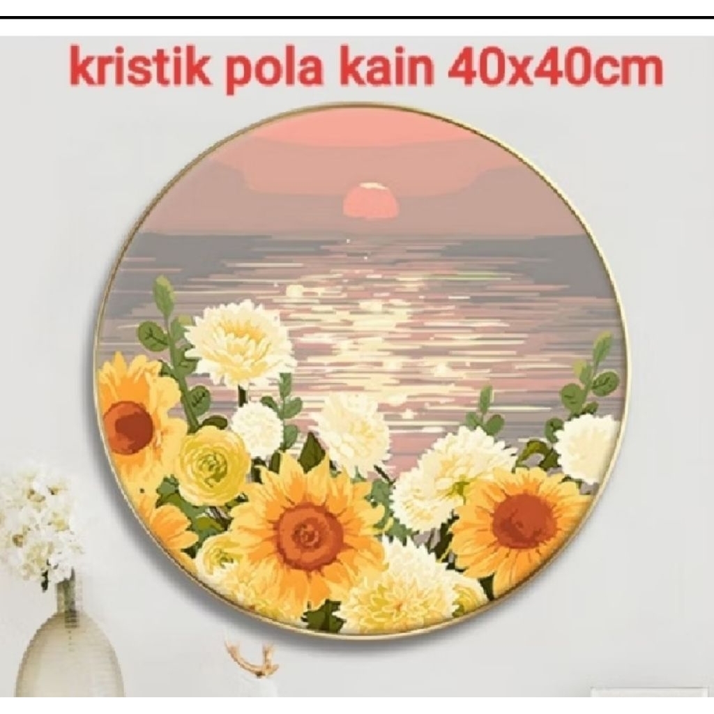 DIY PAKET KRISTIK BUNGA MATAHARI 11CT POLA KAIN