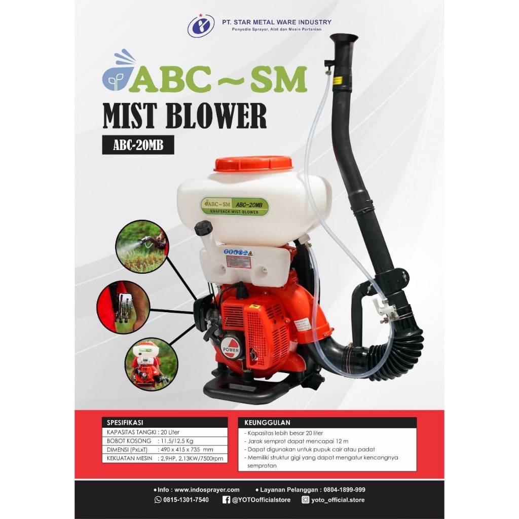 ABC-SM Mist Blower ABC-20MB – Sprayer Pertanian Knapsack 20 Liter