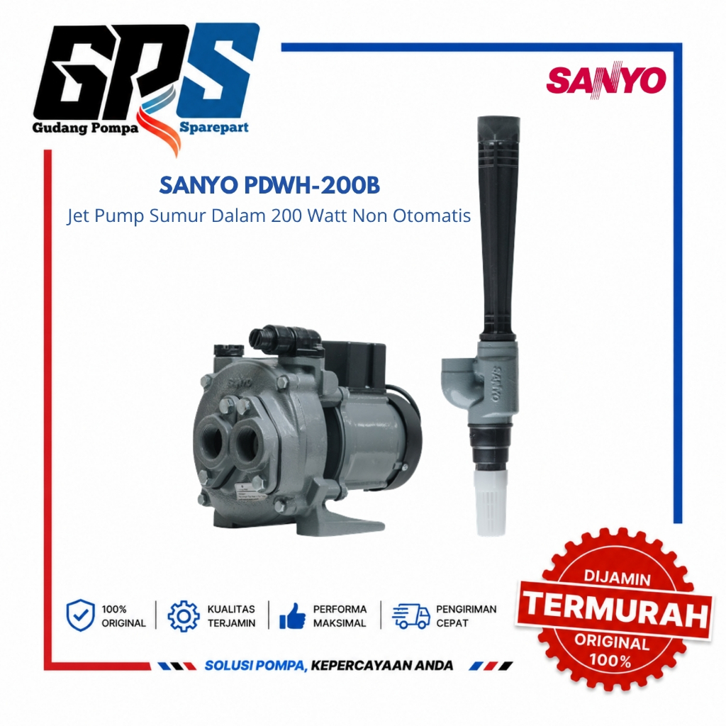 [SANYO] POMPA AIR SANYO PDWH-200B JET PUMP SUMUR DALAM 200 WATT