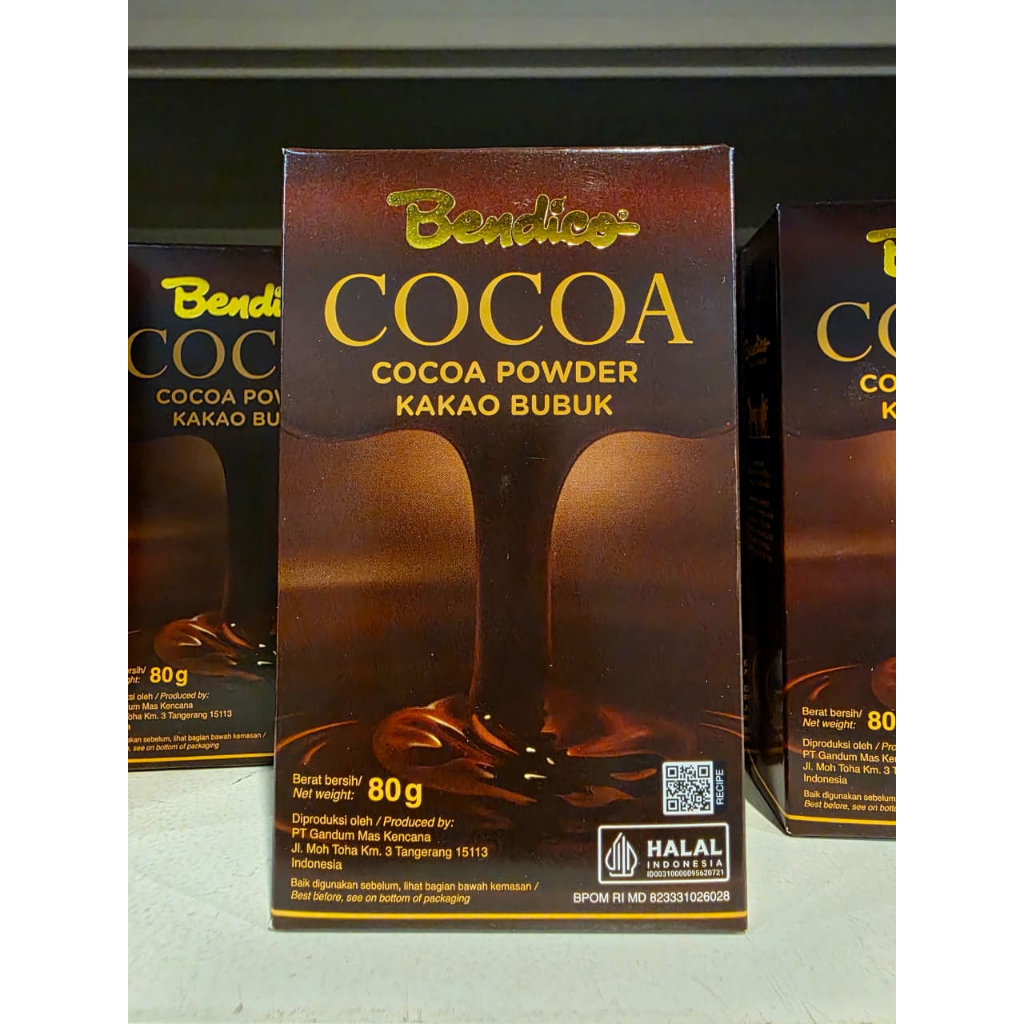 Bendico Bubuk Kakao Coklat 100% Murni untuk Kue, Minuman, dan Dekorasi - 80g