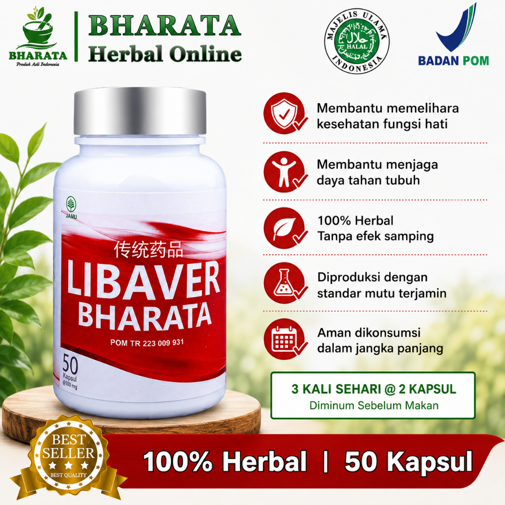 LIBAVER BHARATA Original 50 Kapsul 500 mg | Herbal Tradisional | BPOM & Halal Indonesia