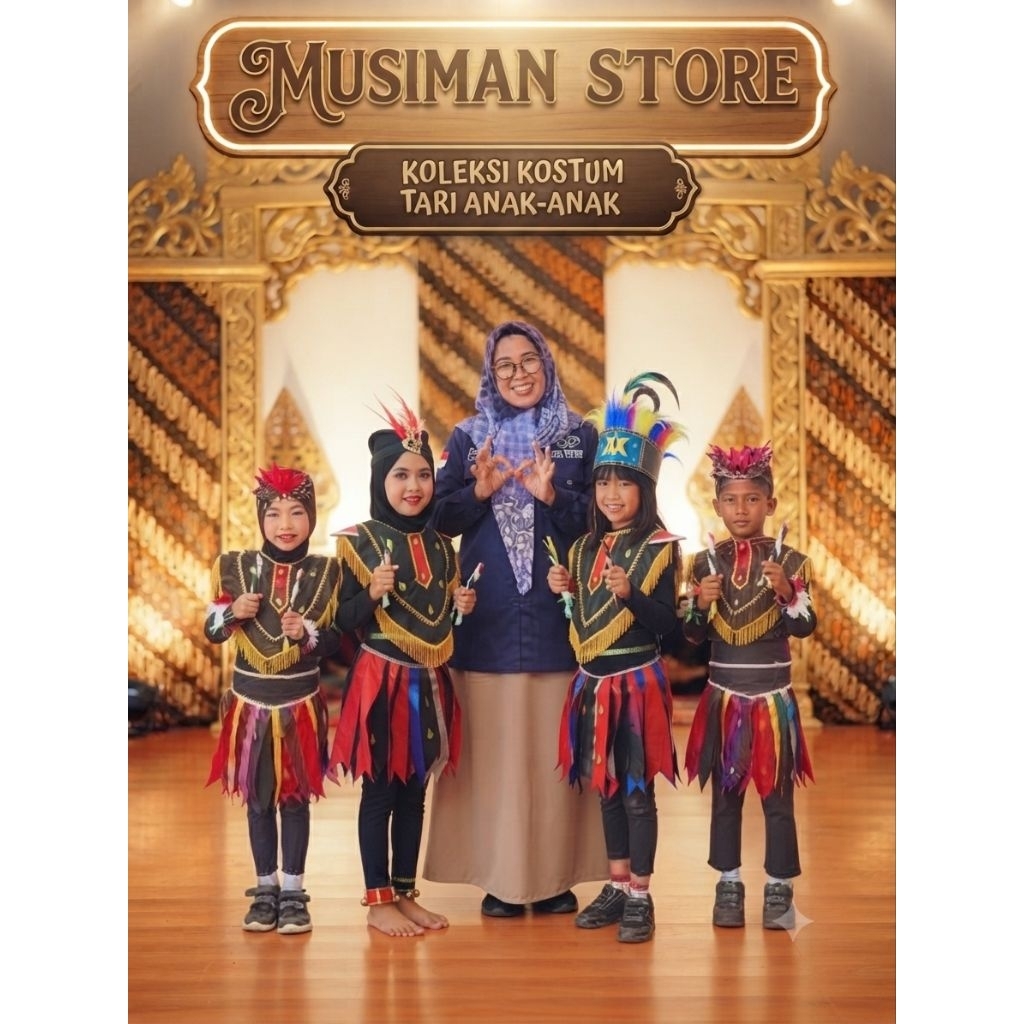 BAJU ADAT DAYAK ANAK LAKI-LAKI/WANITA KARNAVAL/PENTAS TARI/KARTINI