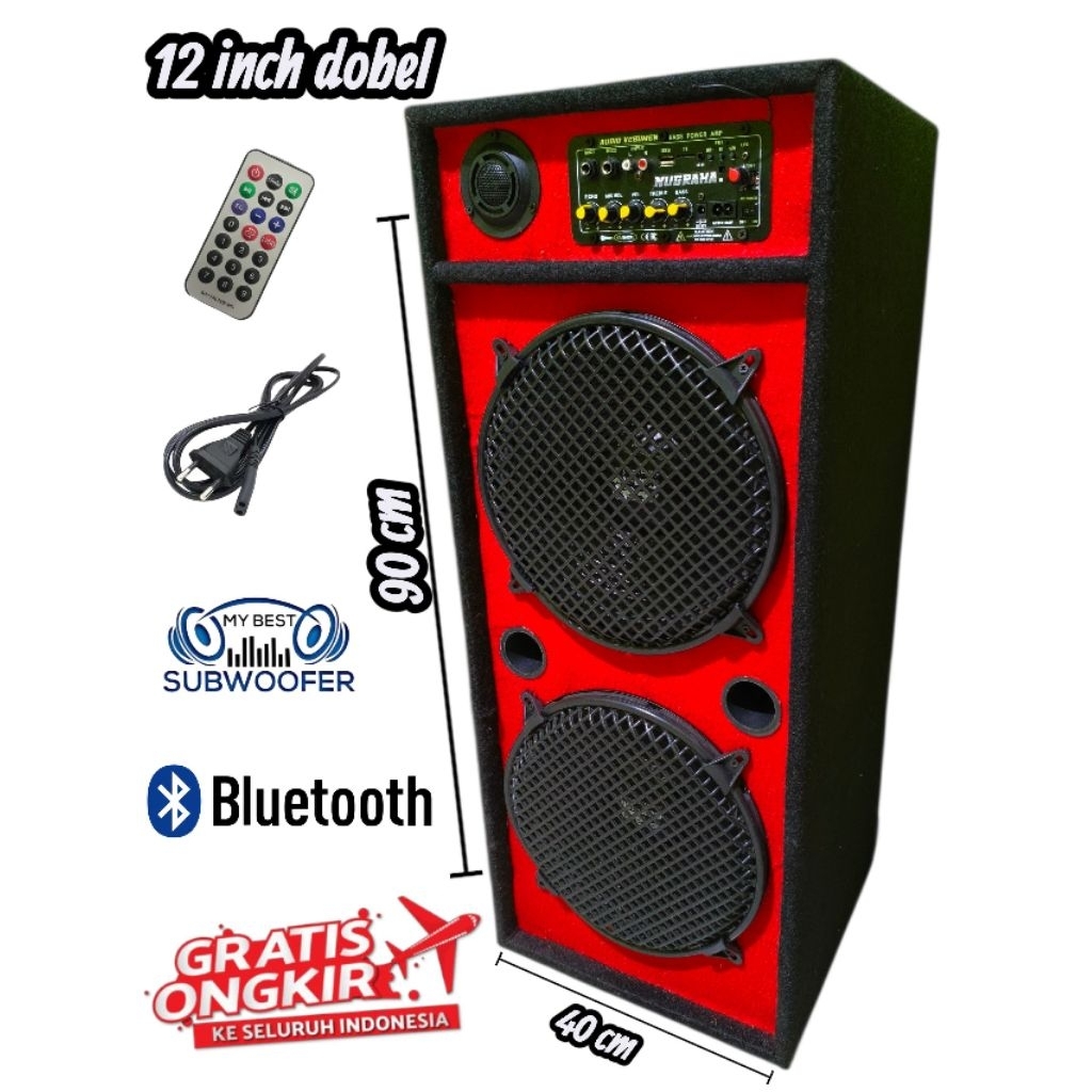 12 inch speaker aktif subwoofer karaoke bluetooth 1 box isi 2 speaker