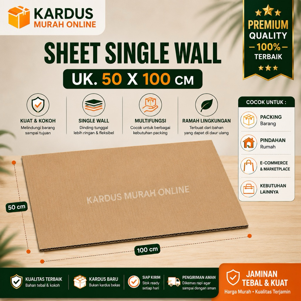 KARDUS LEMBARAN 50X100 CM MURAH KARTON PACKAGING ONLINE
