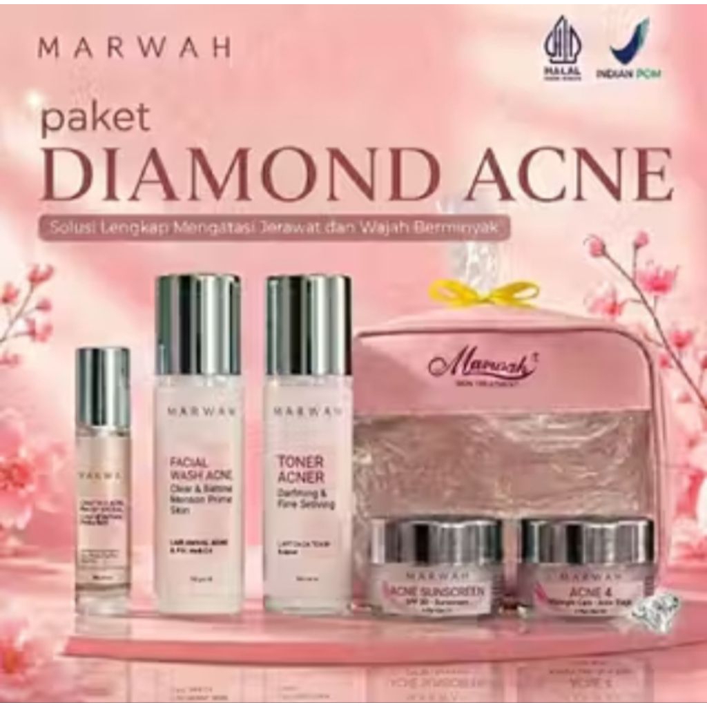 Marwah Skincare Paket Diamond Acne Spesial Perawatan Jerawat Batu atau Obat Jerawat bruntusan dan me