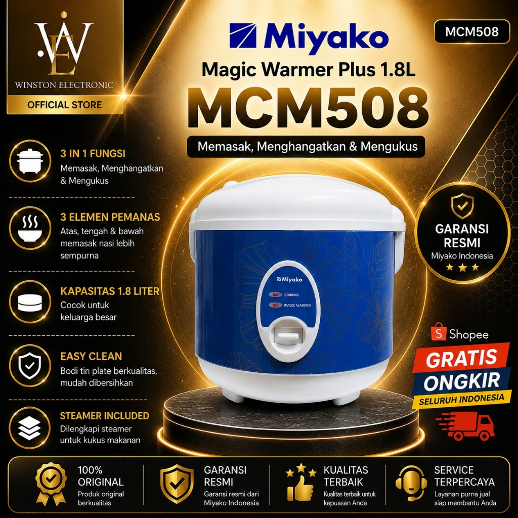 MAGIC WARMER MIYAKO PLUS MCM 508 RICE COOKER/MCM-508/MCM 508/MCM508/MIYAKO MAGIC WARMER ORI GARANSI