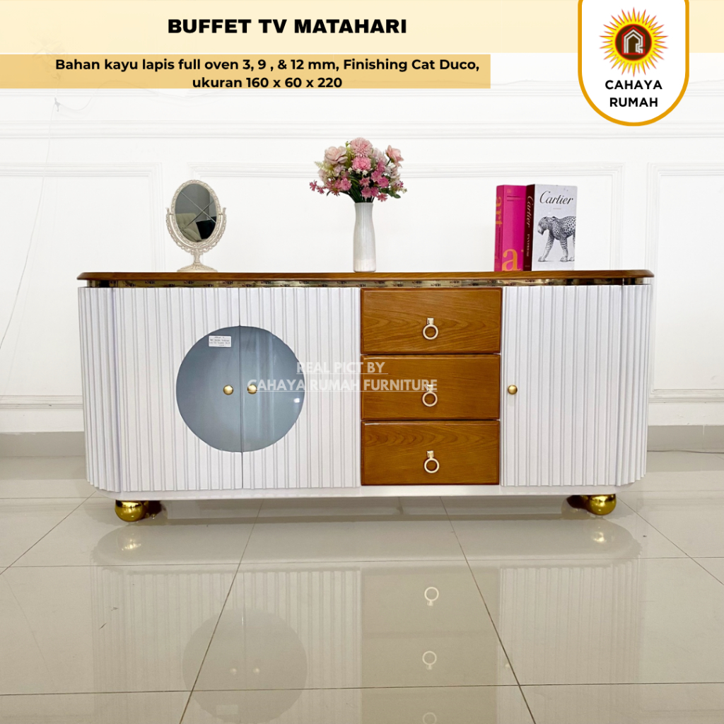 Cahaya Rumah Jalan Baru - Buffet Aesthetic Estetik Matahari - Buffet tv - Meja Tv - Meja Kecil - Mej