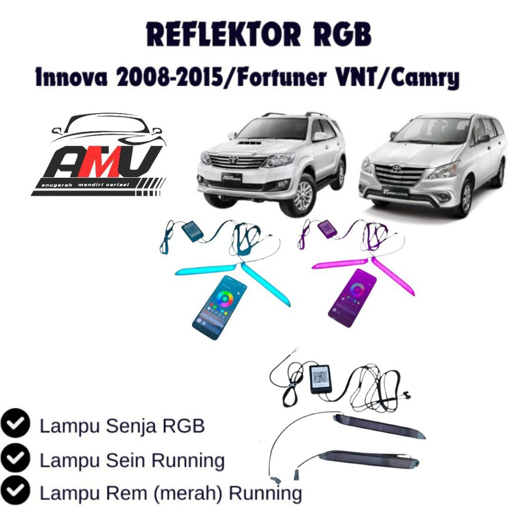 LAMPU REFLEKTOR BUMPER BELAKANG INNOVA 2004-2015 / FORTUNER VNT/CAMRY SUPPORT APLIKASI
