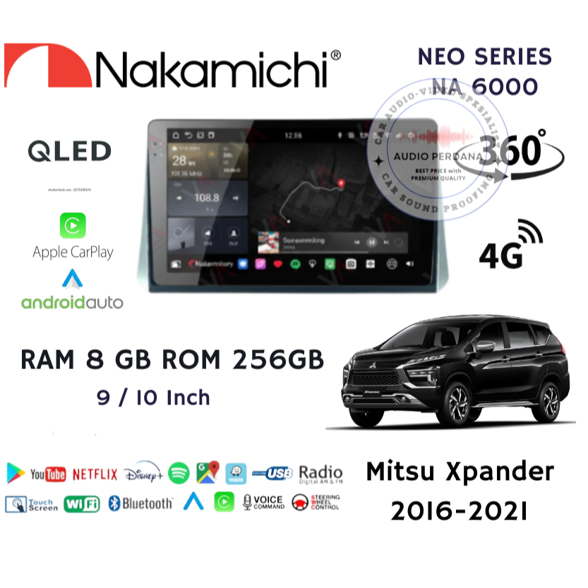 Head unit Android Xpander-Livina 2018-2021 Nakamichi NEO Series NA6000 Ram 8gb Rom 256gb QLED 4G OS 