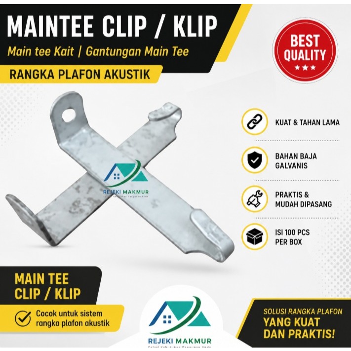 Gantungan Main Tee | Maintee Clip/Klip dan Main tee Kait - Rangka Plafon