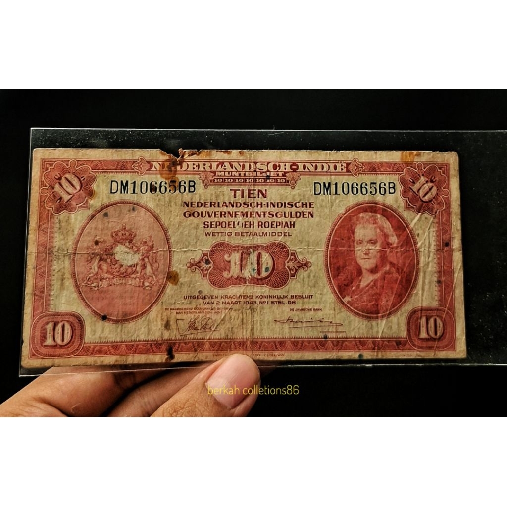 uang 10 gulden nica tahun 1943