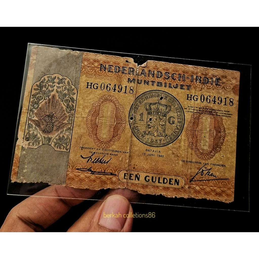 uang 1 gulden munbiljet batavia 1940