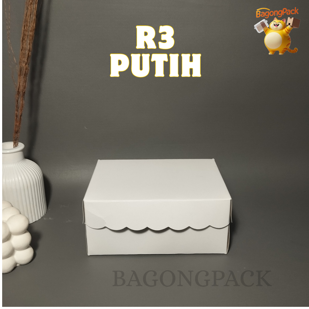 (ECER) DUS KUE KOTAK KUE R3 PUTIH DUPLEX AK KETEBALAN 310GSM NON LAMINASI