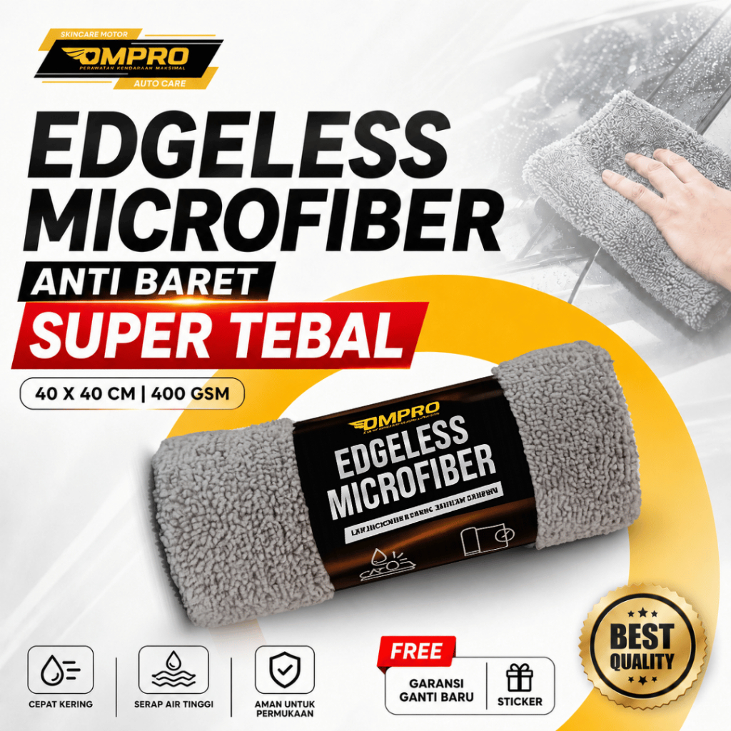 Kain Lap Edgeless Microfiber Pembersih Wipe Drying Towel Compatible Cod Motor Anti Twisted Side Mobi
