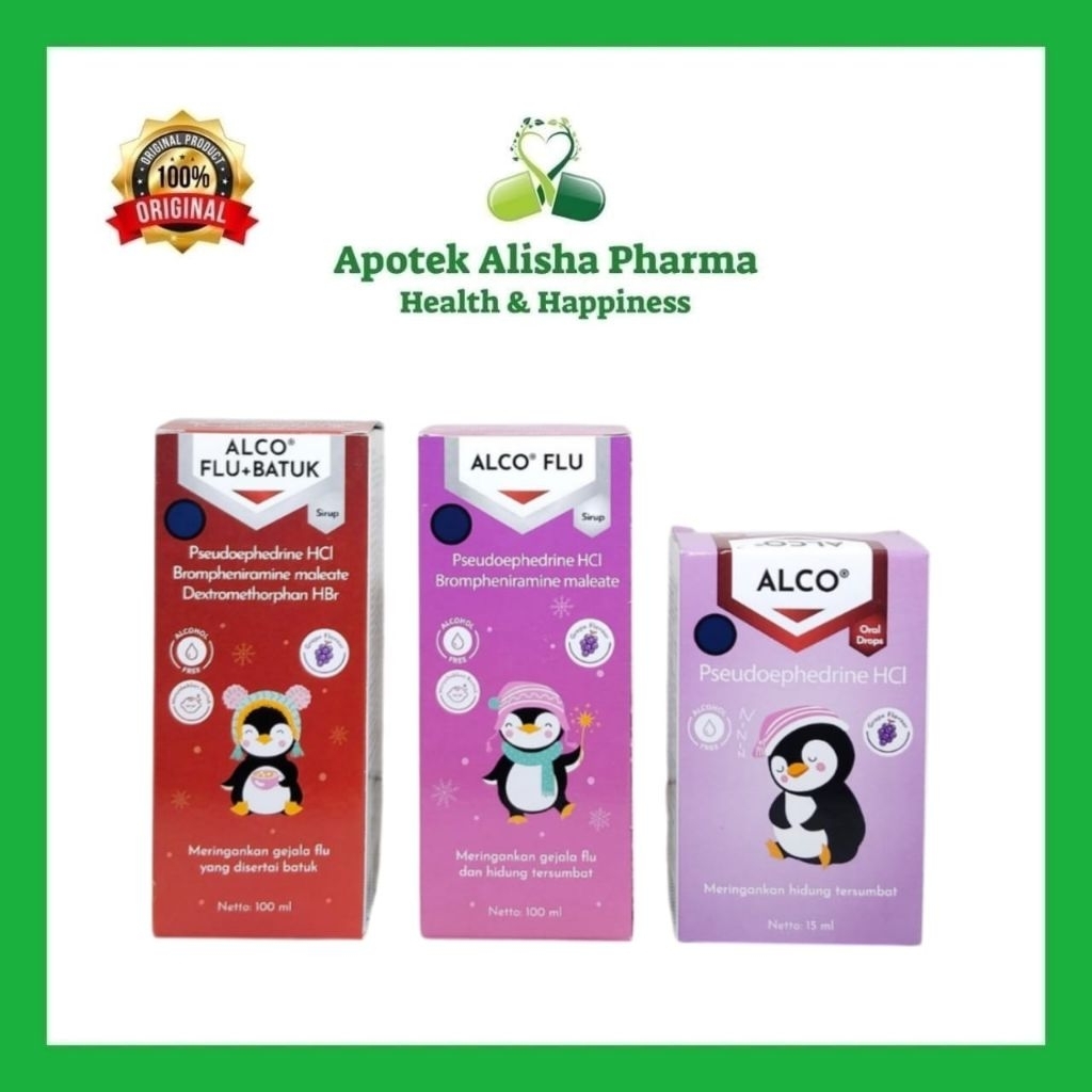 Alco Drops 15ml dan Plus Flu Batuk Sirup 100ml Obat Flu Pilek Alergi Bayi dan Anak