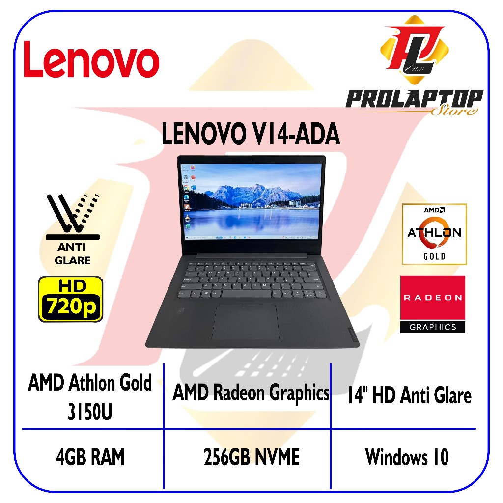 Lenovo V14-ADA AMD Athlon Gold 3150U RAM 4GB SSD NVME 256GB 14" HD Anti Glare