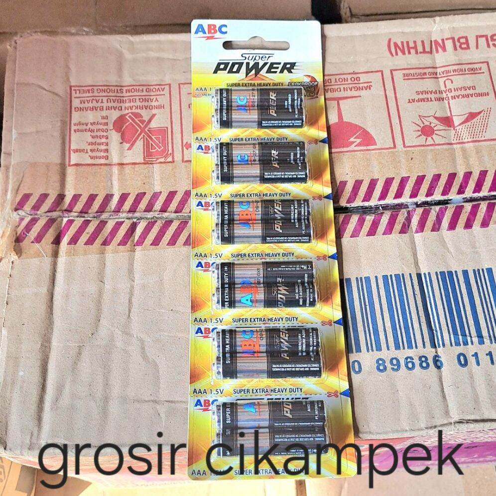 1 renceng/12 pcs BATERAI ABC HITAM SUPER POWER AAA (KECIL) batu batre serbaguna. Grosir cod