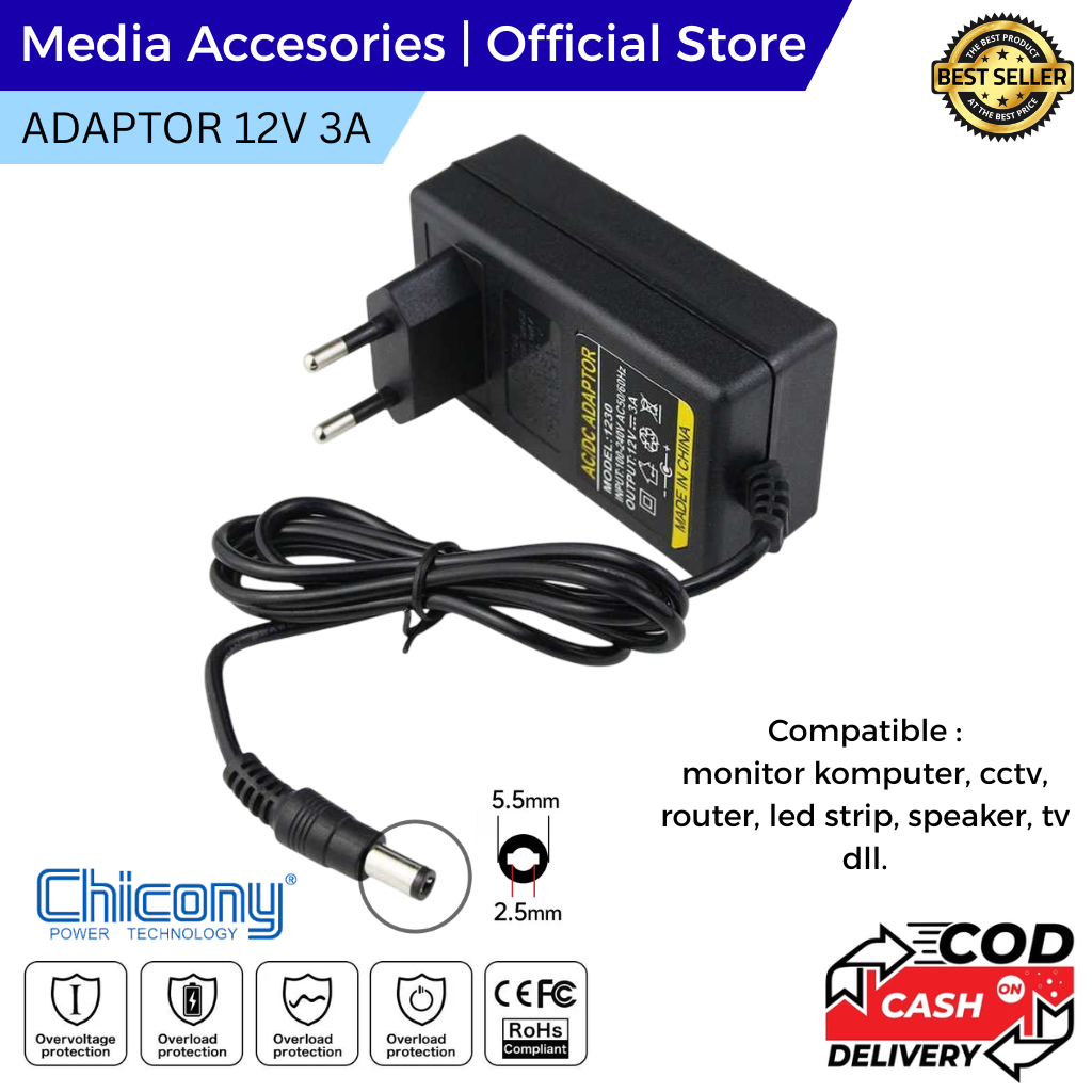 Charger Adaptor Mini PC Beelink EQ12 Pro Gen12 i3-N305 12V 3A