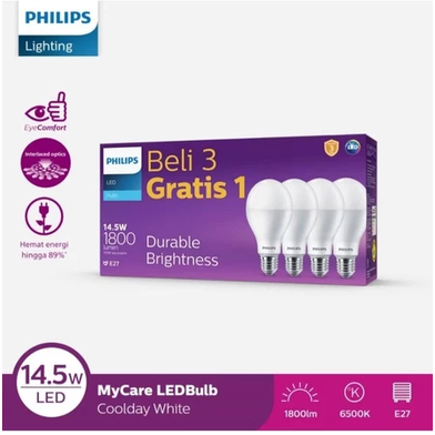 Philips Multipack LEDBulb 14.5W E27 6500K 230V Putih