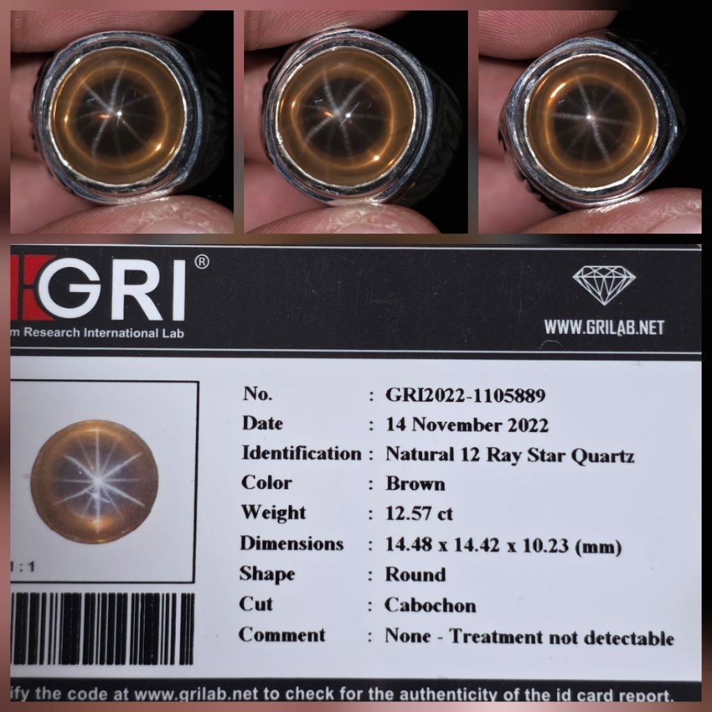 Batu Natural HQ 12 Ray Star Quartz Memo 12.57 crt