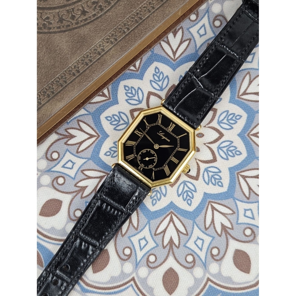 LonginesOctagon Small Second Black Dial L846 4846 3209Rare Item