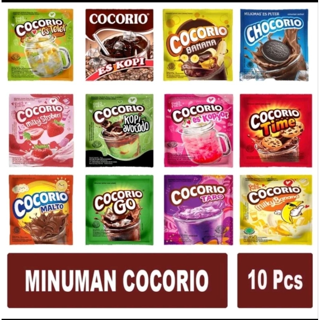 Minuman Serbuk Cocorio kemasan 1renceng isi 10pcs