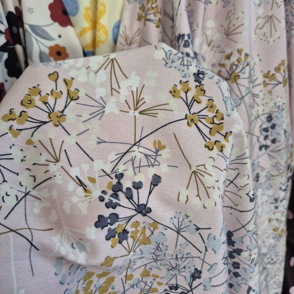 kain katun rayon motif bunga viscose premium-kain katun rayon motif premium