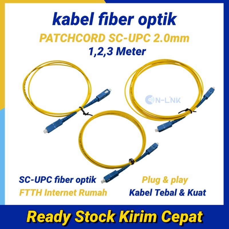 Patch Cord Fiber Optic SC UPC-SC UPC FTTH 2.0MM 1,2,3 Meter Singlemode Simplex Kabel FO ONU ONT ODP 