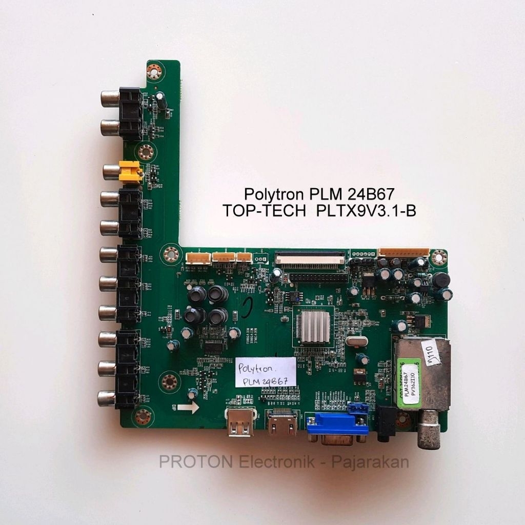 Mainboard LCD TV Polytron PLM 24B67 PLM24B67 Mesin Matherboard TOP-TECH PLTX9V3.1-B PV362I10 24T33 2