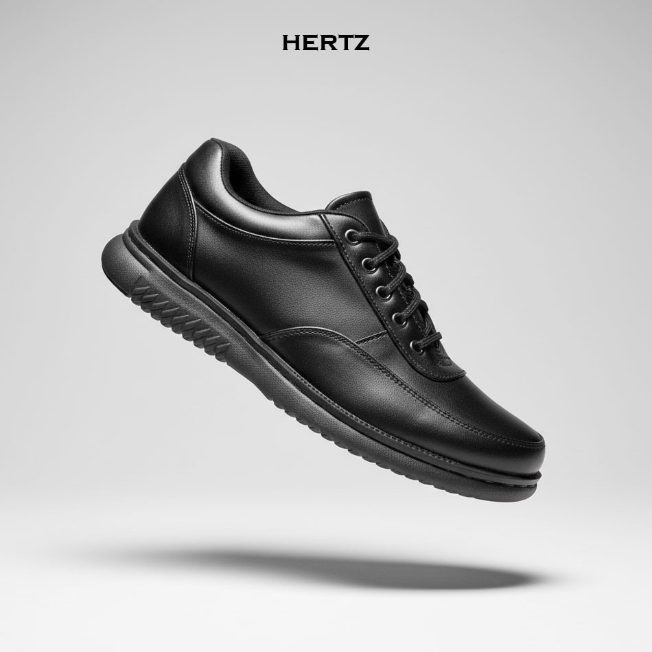 Hertz H 4091 Sepatu Pantofel Pria Sepatu Cowok Formal Kerja Kantor Kasual Kulit Sintetis Hitam