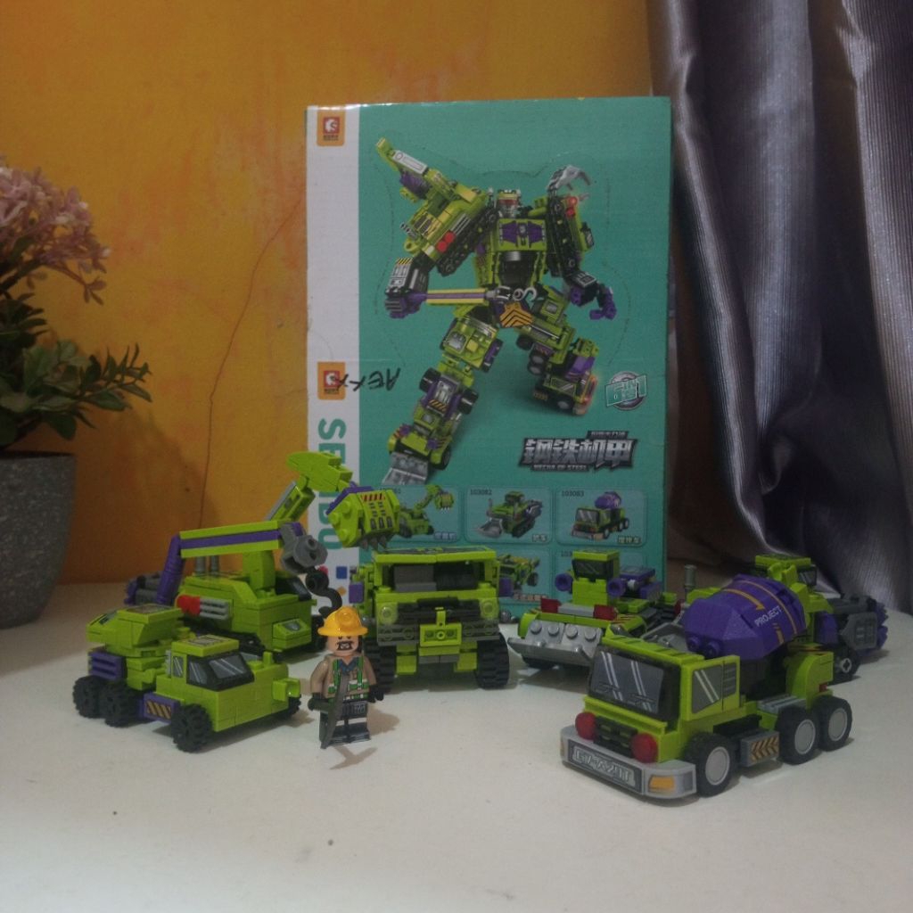 Second  Bricks Sembo Block Mecha Of Steel Devastator 6 in 1 Murah