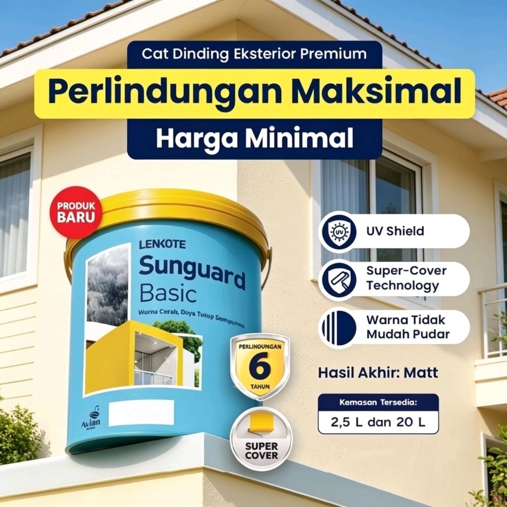 CAT TEMBOK LUAR EXTERIOR LENKOTE SUNGUARD BASIC 2.5L AVIAN