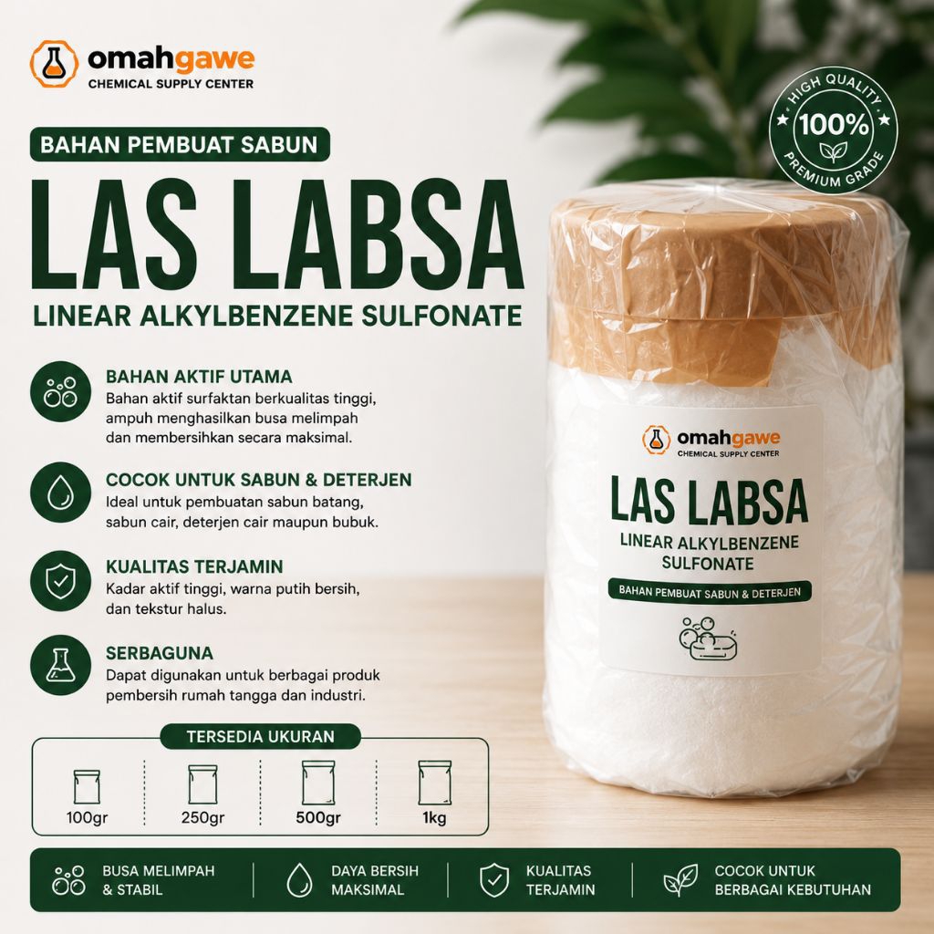 LAS /labsa/ Linear Alkylbenzene Sulfonate Bahan Sabun 100g 250g 500g 1kg