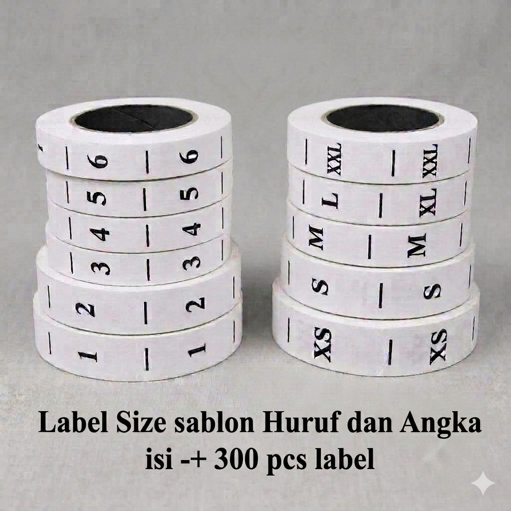 Label Pita Nylon Size Sablon/Jahit Ukuran Baju Putih Angka 0-50/Huruf XS,SS-6XL-5L