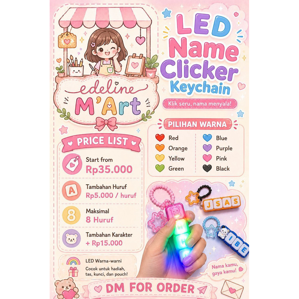LED Name Clicker Keychain