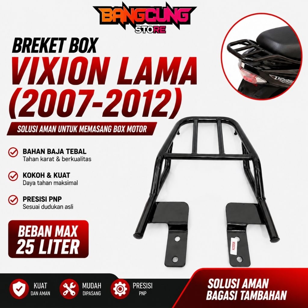 B&C - Breket Braket Bracket Behel Begel Box Belakang motor Yamaha Vixion Old Lama 2010 - 2014 Murah