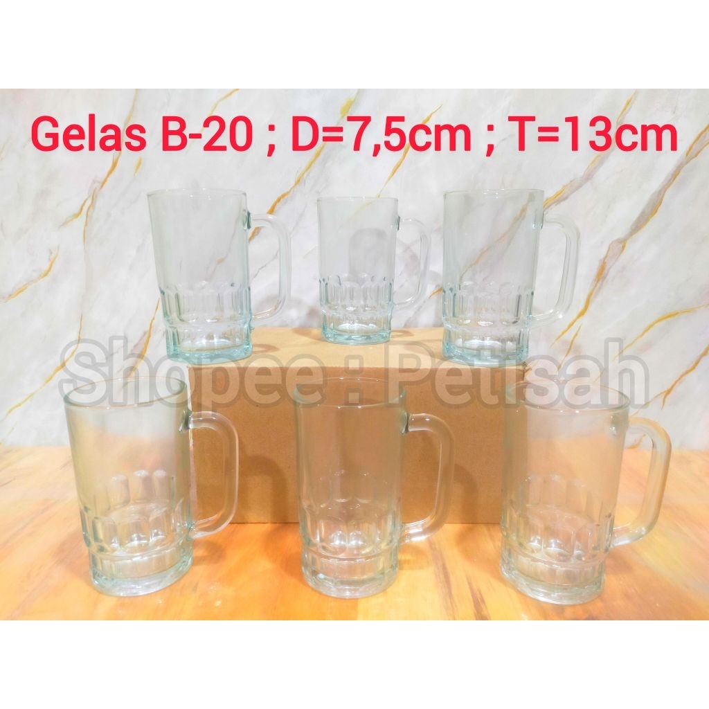 Gelas Kaca B-20 (6pcs) / Gelas Bir Kaca / Gelas Es Teh / Gelas Teh Tong / Gelas Teh Manis / Gelas Ka