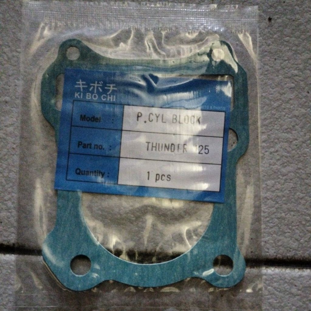 paking blok gasket cylinder blok thunder 125 kibochi