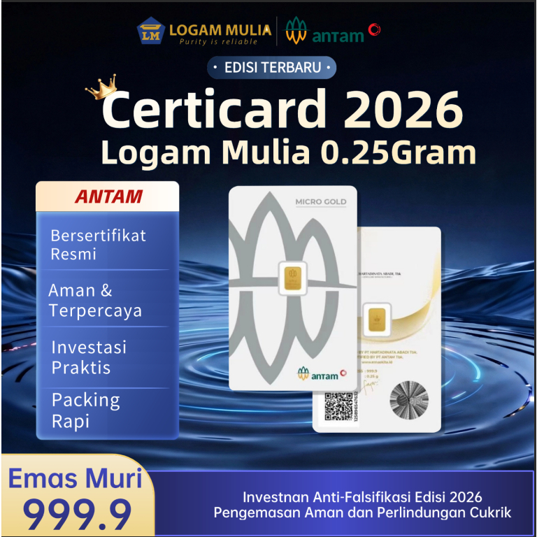 Antam Logam Mulia 0,25 gram - Sertifikat Resmi, Harga Pasar