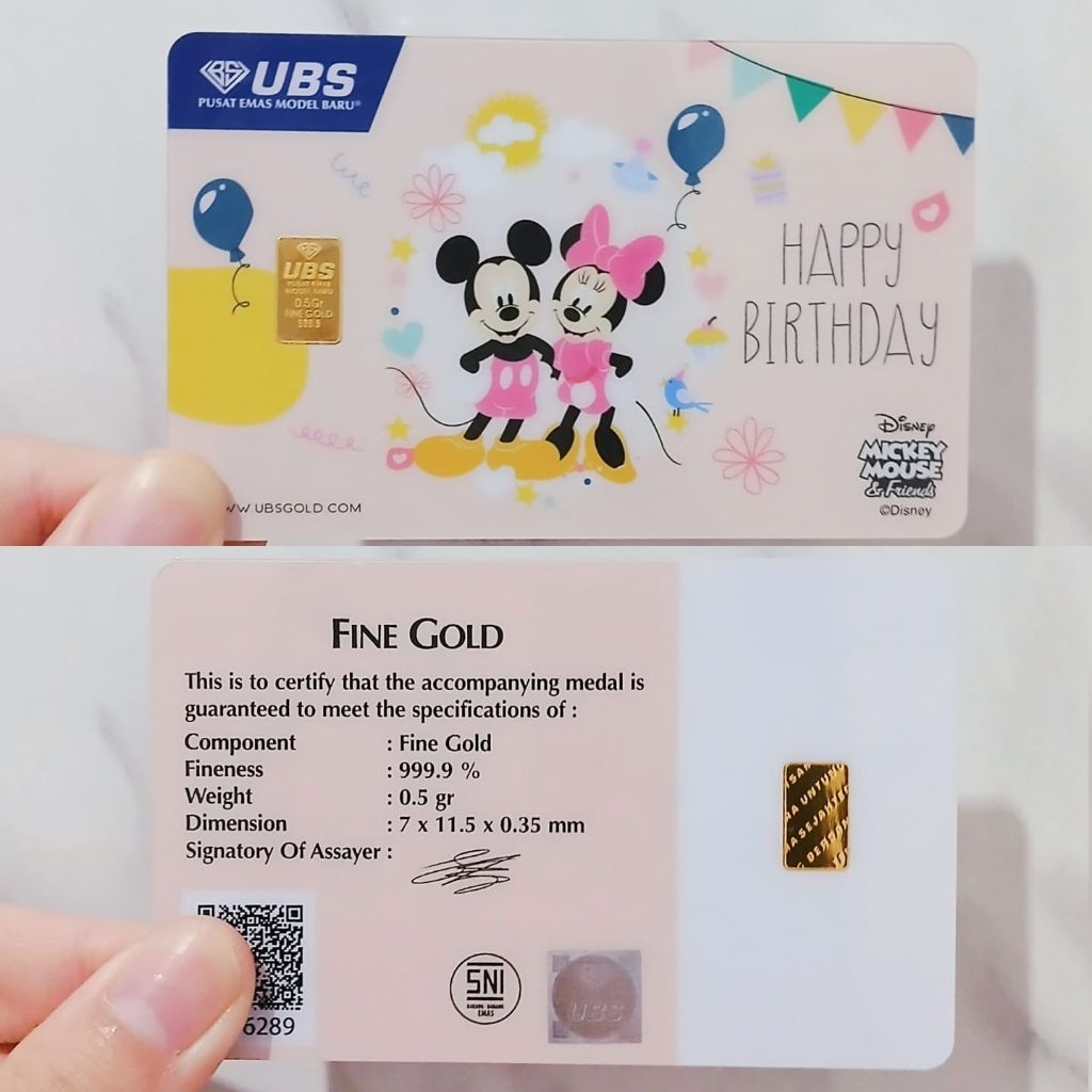 Logam mulia UBS gold 0.5 gram mickey birthday