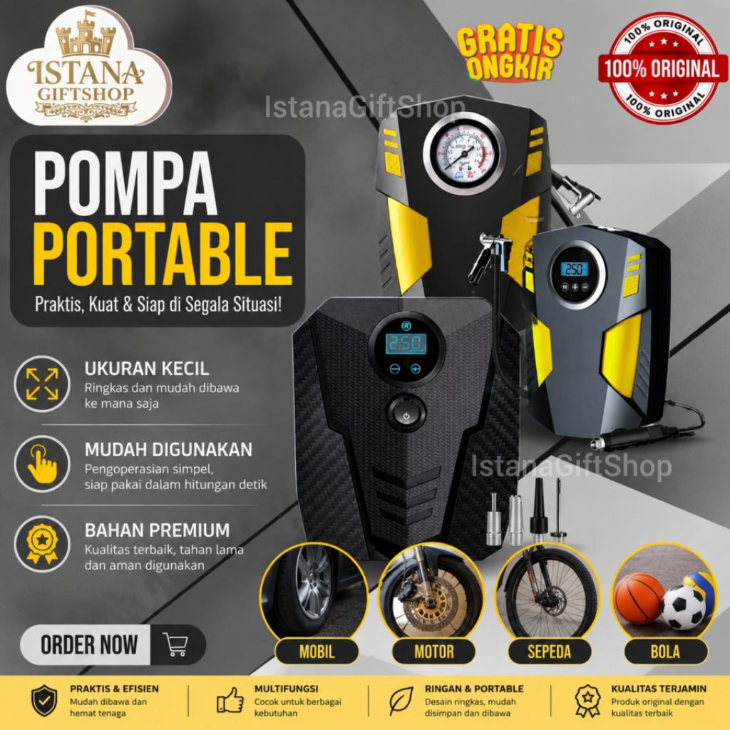 Pompa Mobil Portable Pompa Mobil Elektrik Pompa Mobil Digital Analog