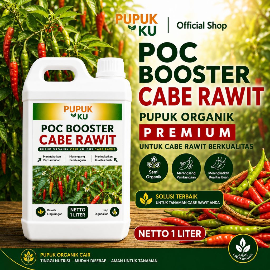 BOOSTER CABE RAWIT 1 Liter - Pupuk Organik Cair dan ZPT Khusus Tanaman Cabe Rawit & Pelebat Buah Cab