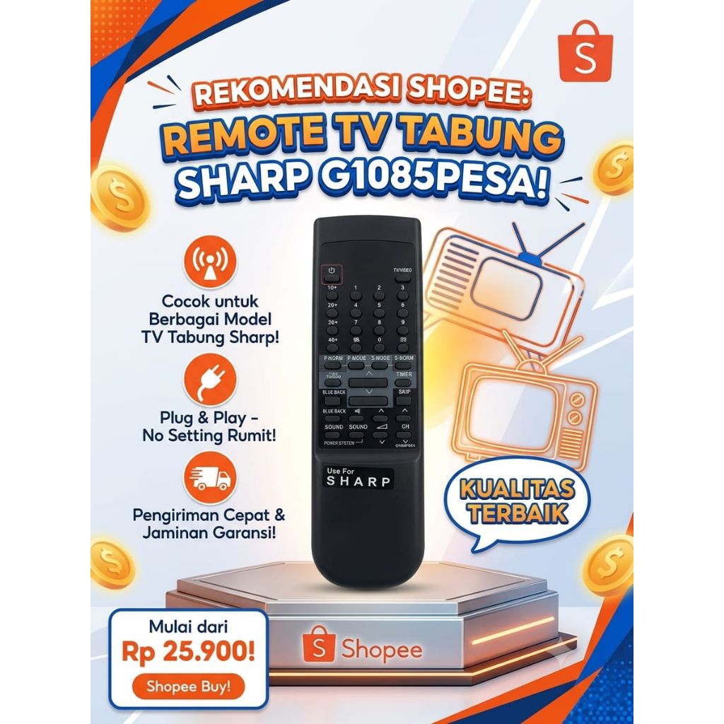 REMOTE TV TABUNG SEMUA MERK SHARP(JADUL)G1085PESA