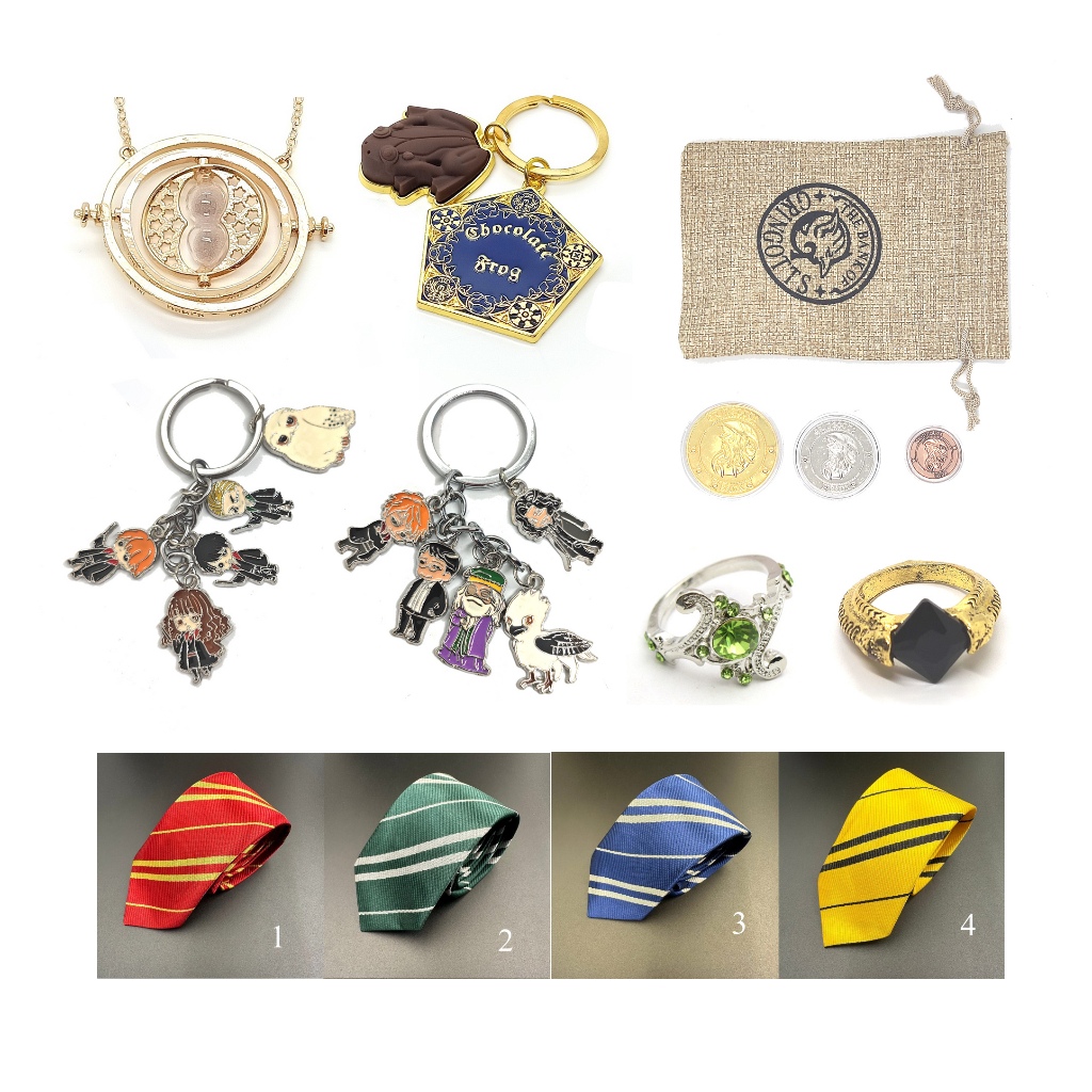 Kalung gantungan kunci koin cincin fashion time turner chocolate frog wizard school gringotts horcru