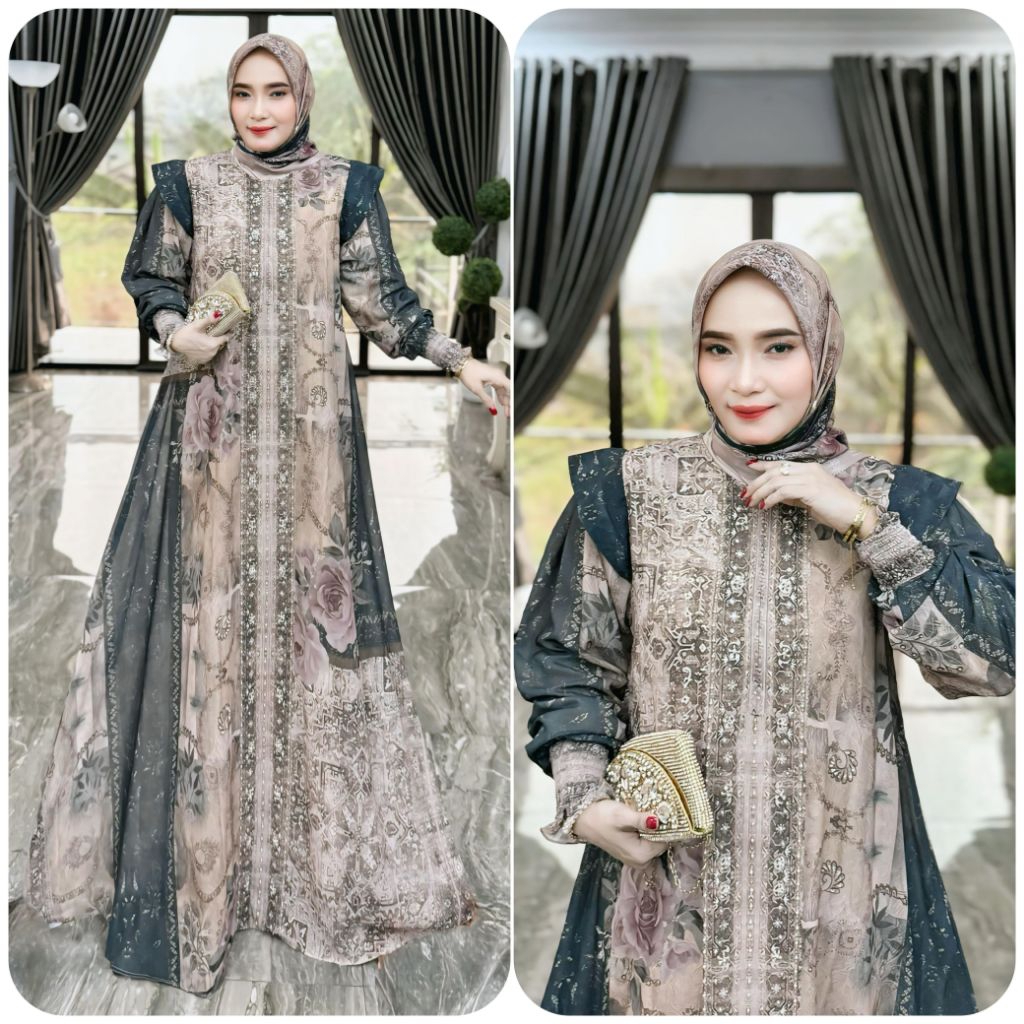 Gamis Syari Terbaru Queena Bed Series By Mariani Fashion / Gamis Syari Mewah / Gamis Syari Kekinian 