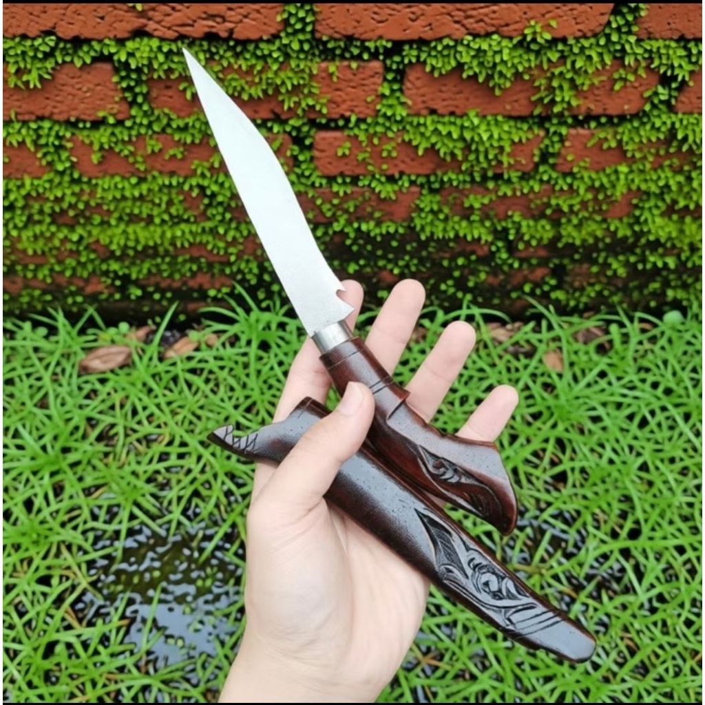 Pisau Badik inul Baja Asli 100% Original Sembelih Kayu Rasamala