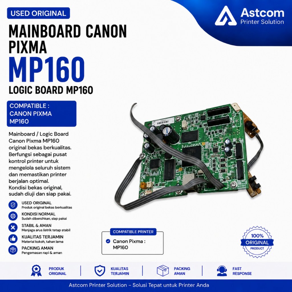 Mainboard Canon Pixma MP160 Logic Board MP160 Motherboard Printer Used Original Bergaransi