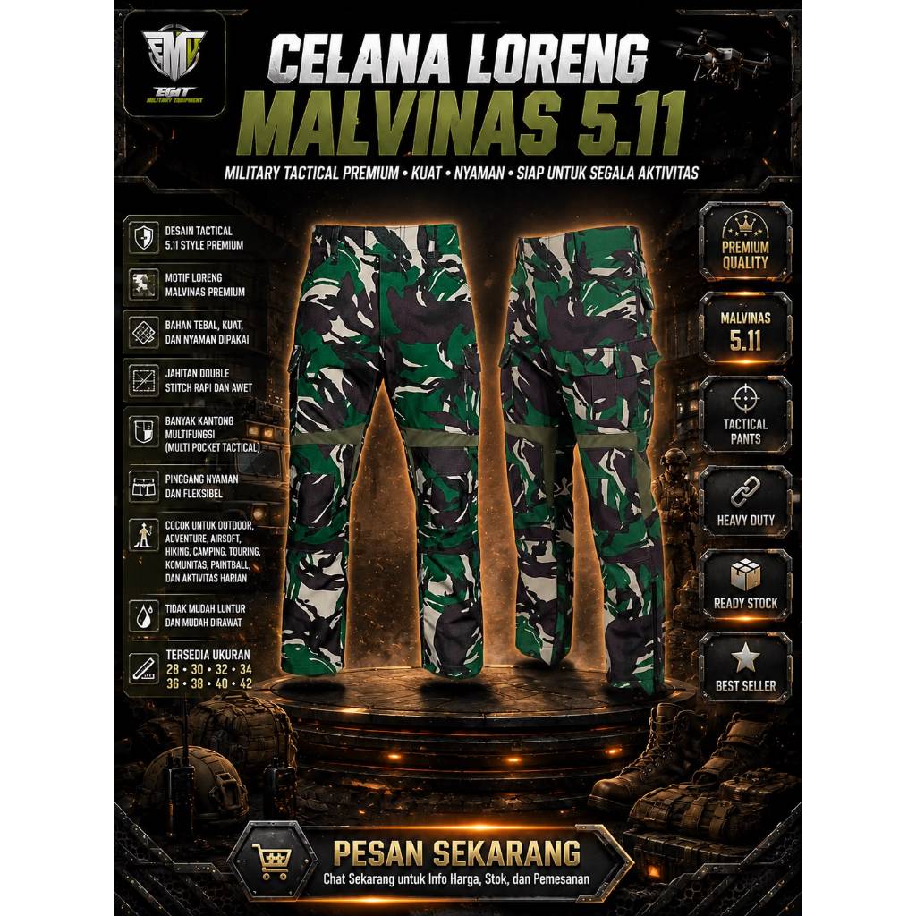CELANA PANJANG LORENG MALVINAS 512 CELANA TACTICAL LAPANGAN