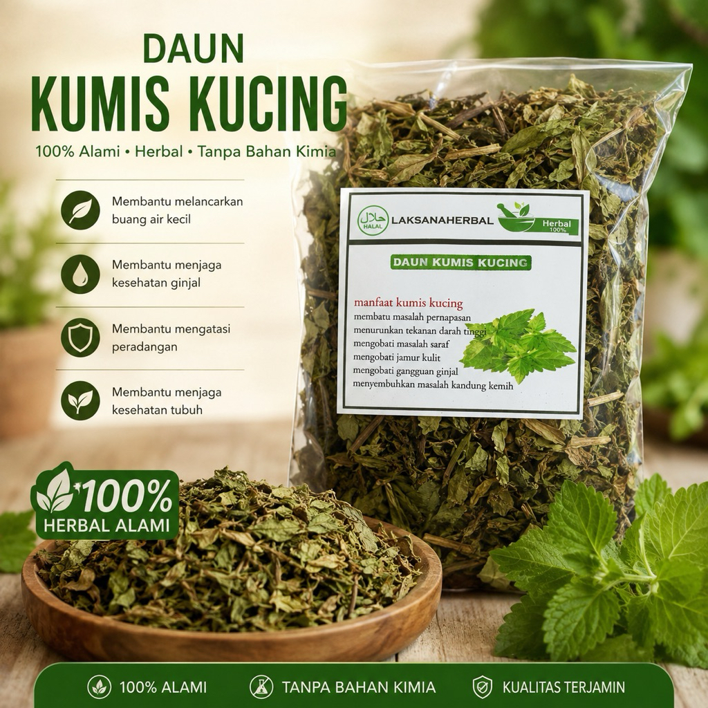 daun kumis kucing kering kering